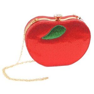 Red Sequin Apple Clutch Purse Gold Chain Novelty Crossbody Snow White